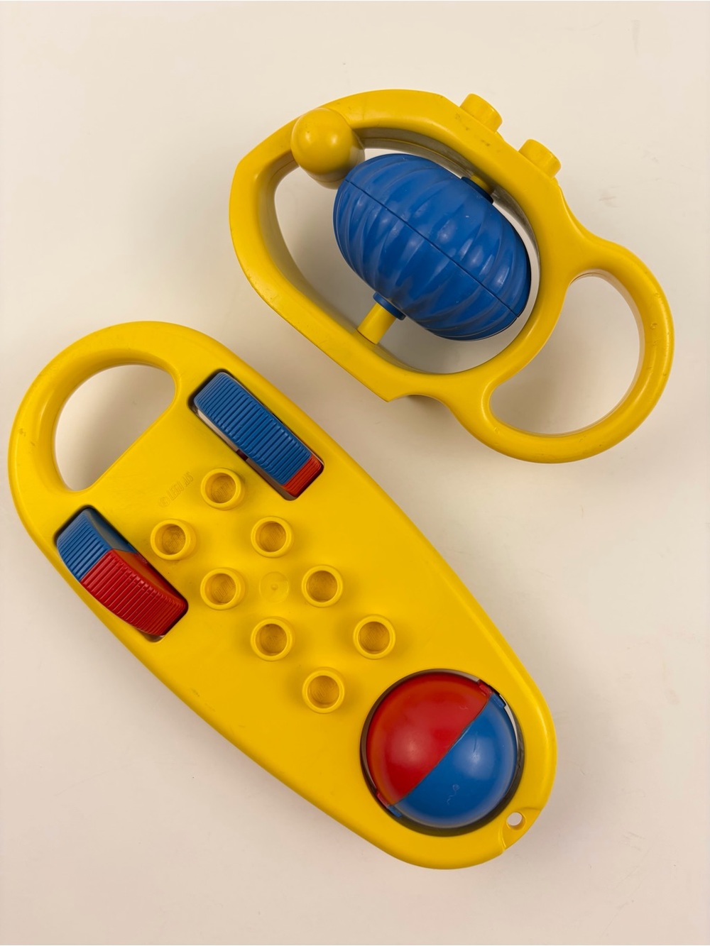 Vintage Lego Duplo Lot of Two, Baby Fish Rattle & Rattle-n-Roll Pull Toy